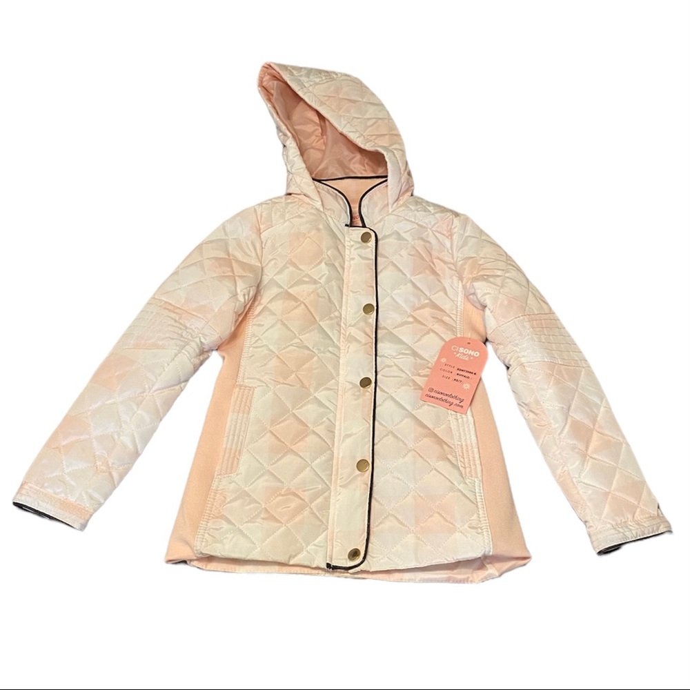 NWT Ci Sono Kids Jacket Pink Hooded Quilted. Size XS (7).